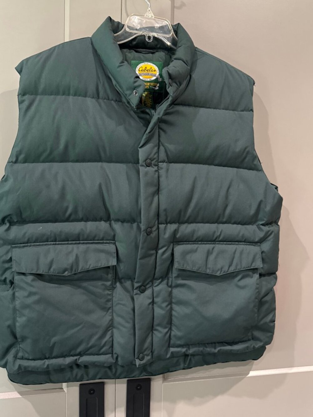 Cabelas Men’s 2XLT Goose Down Puffer Green Zip Up Vest Excellent
